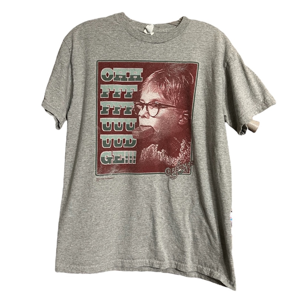 A Christmas Story Gray Short Sleeve T Shirt Oh Fudge Sz M EUC